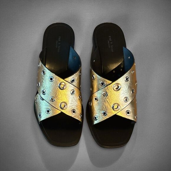 Rag & Bone Paige Sandals in Gold Grommet - Picture 2 of 16